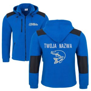 Ciepły Polar z Kapturem na ryby BLUE/BK - Szczupak HAFT