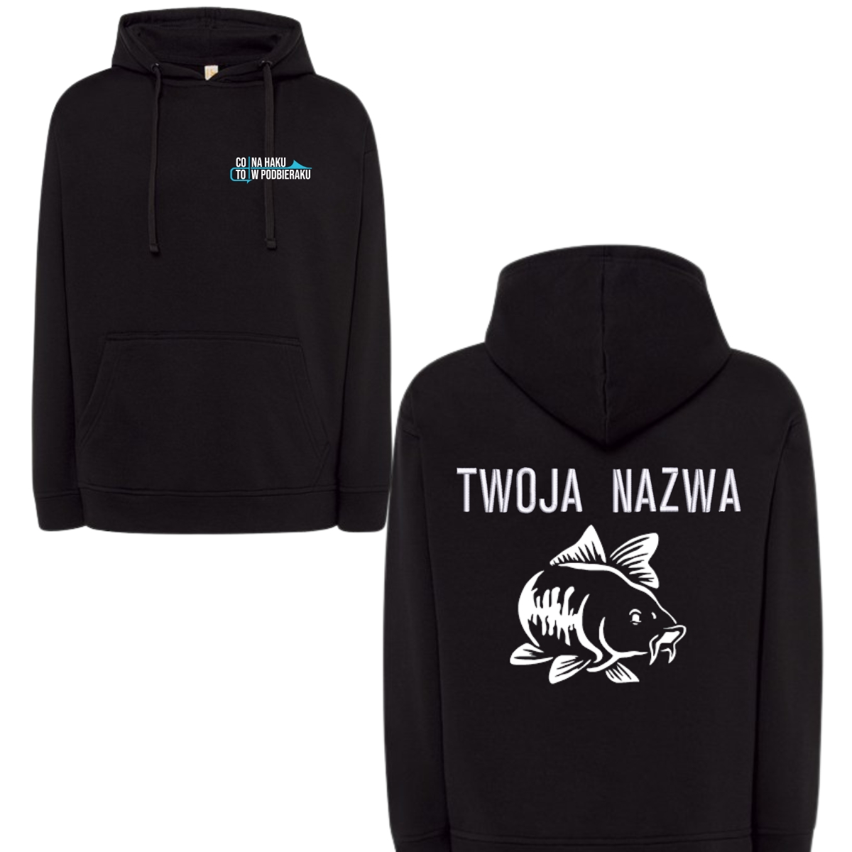 Bluza z Kapturem Czarna - Karp twoja nazwa