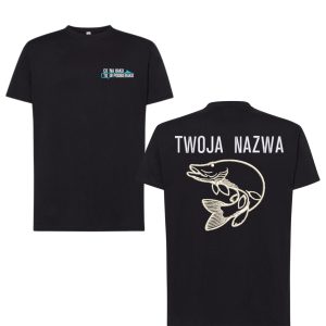 Koszulka Czarna Premium - #Szczupak twoja nazwa nadruk